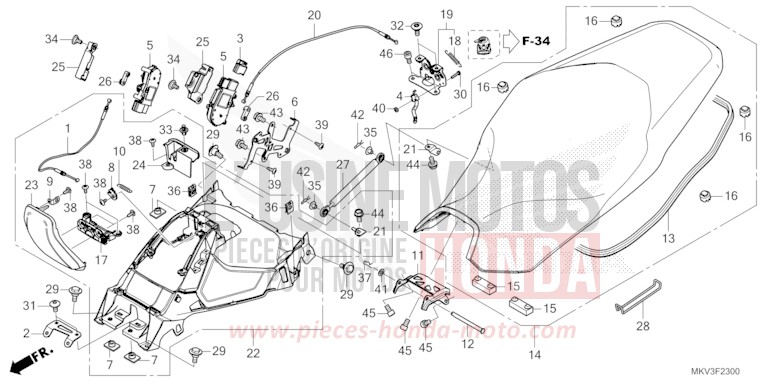 SIEGE/COUVERCLE DU CARBURANT de Forza 750 CANDY CHROMOSPHERE RED (R381) de 2024